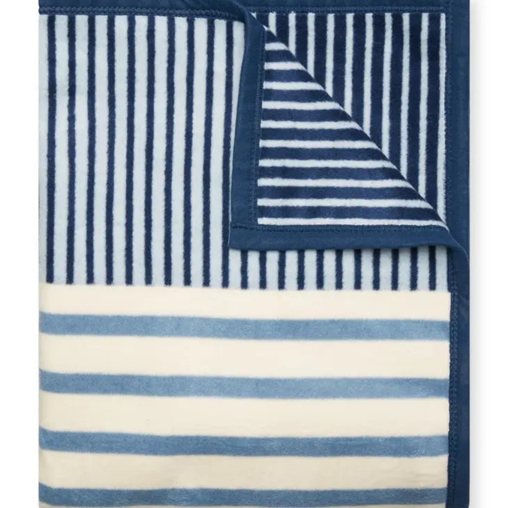 ChappyWrap Shoreline Stripe Blue Blanket original size 60x80” BRAND NEW